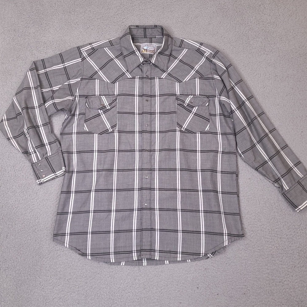 New Frontiers Big Yank Shirt Mens XL Long Sleeve Pearl Snap Button‎ Up Western